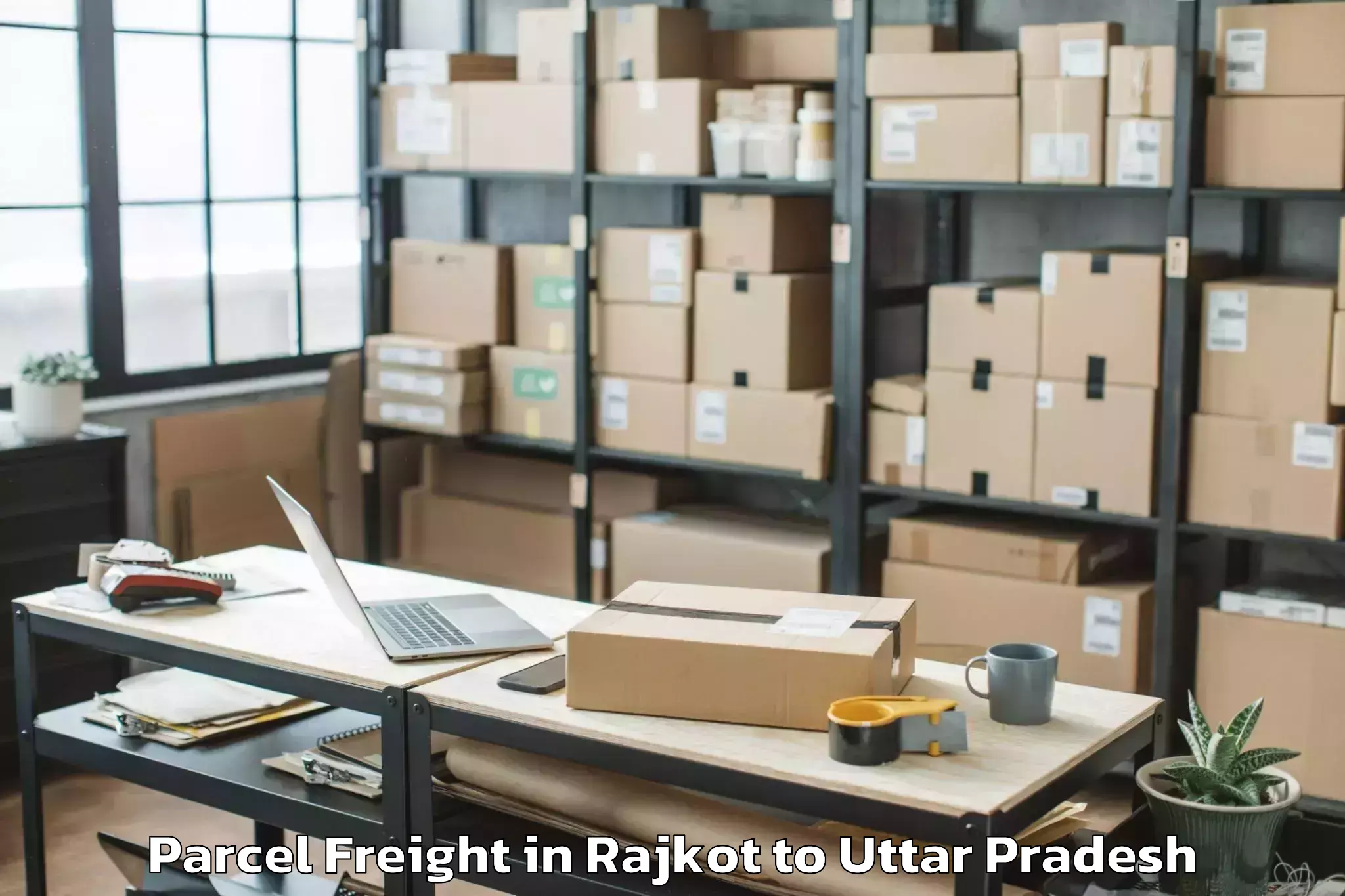 Book Rajkot to Unnao Parcel Freight Online